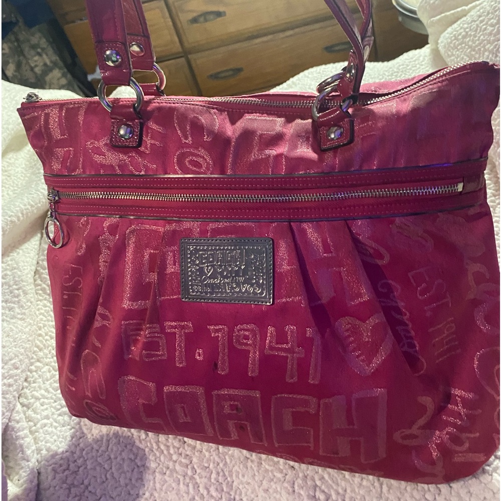 Coach Poppy Storypatch Hot Pink Glam Tote 15301 Limited Edition